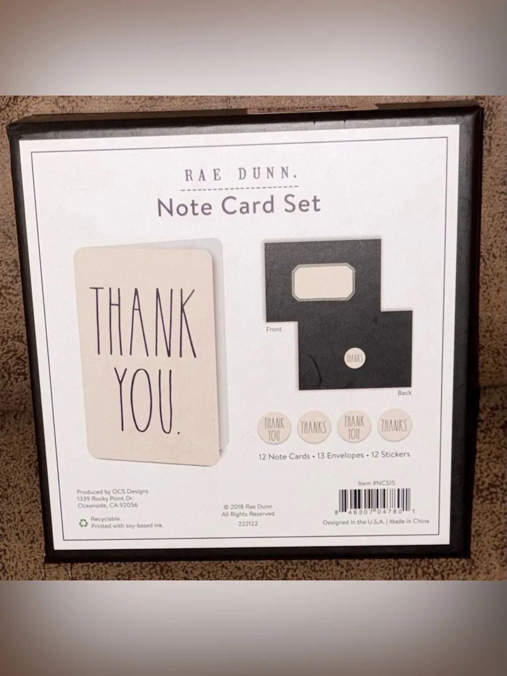 Rae Dunn Thank You Cards & Stickers Gift Set NIB